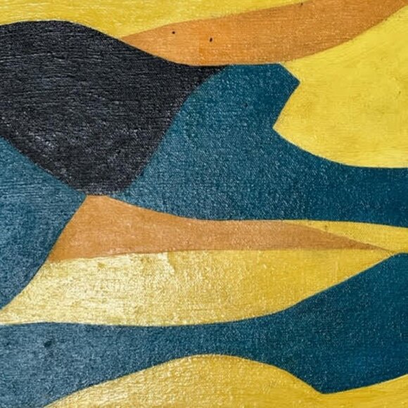 Vintage 70's Lovers "Key to My Heart" Abstract Painting - Picture 3 of 4